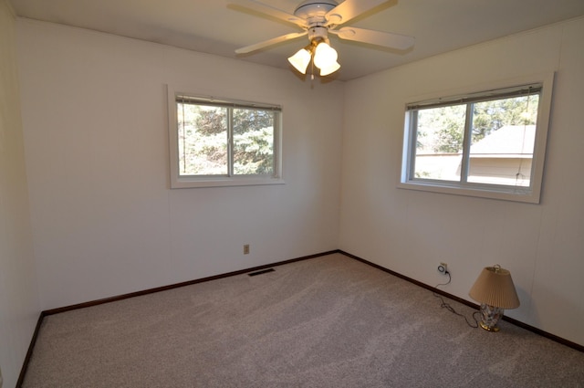 811 Pleasant Ave S, Park Rapids, MN 56470 - empty room featuring carpet, baseboards, a ceiling fan, and plenty of natural light