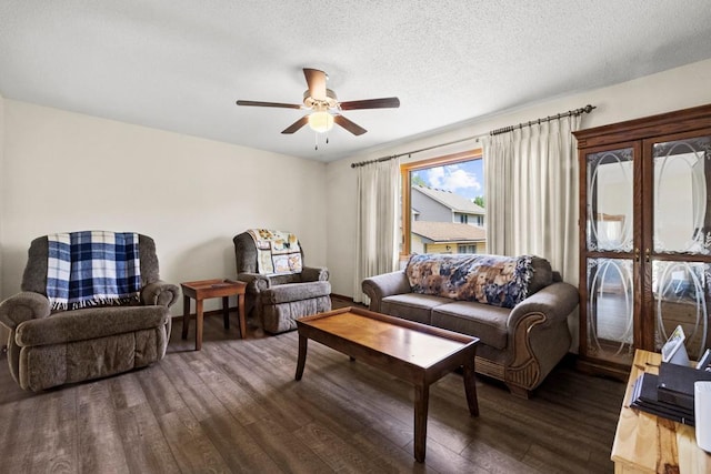 12201 Olive St NW, Coon Rapids, MN 55448 - living room featuring wood finished floors, a ceiling fan, and a textured ceiling
