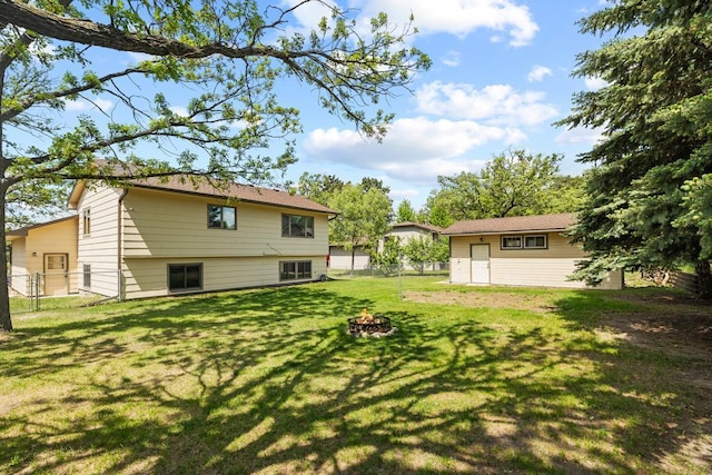 12201 Olive St NW, Coon Rapids, MN 55448 - view of yard featuring a fire pit and an outdoor structure