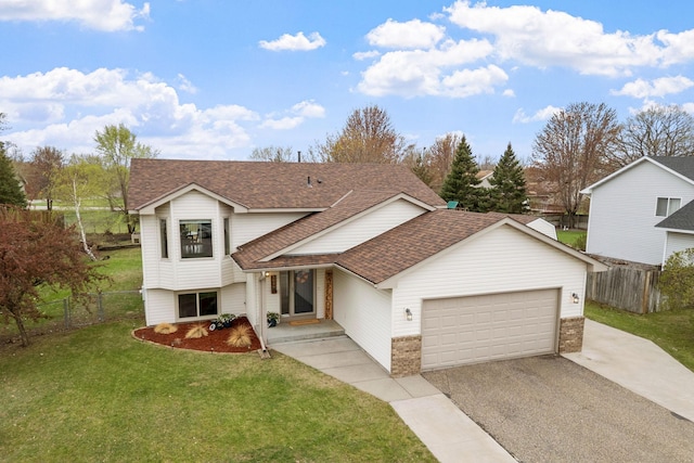 5046 Mitchell Rd, Big Lake, MN 55309 - view of front facade featuring a shingled roof, a garage, driveway, and brick siding