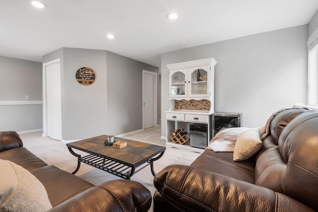 5046 Mitchell Rd, Big Lake, MN 55309 - living area featuring light colored carpet, recessed lighting, and baseboards