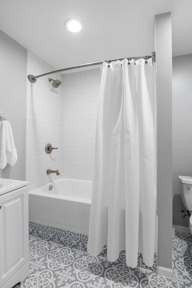 5046 Mitchell Rd, Big Lake, MN 55309 - full bath with toilet, shower / tub combo, tile patterned floors, and vanity
