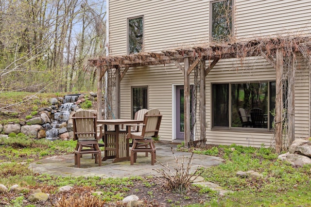exterior space with a pergola