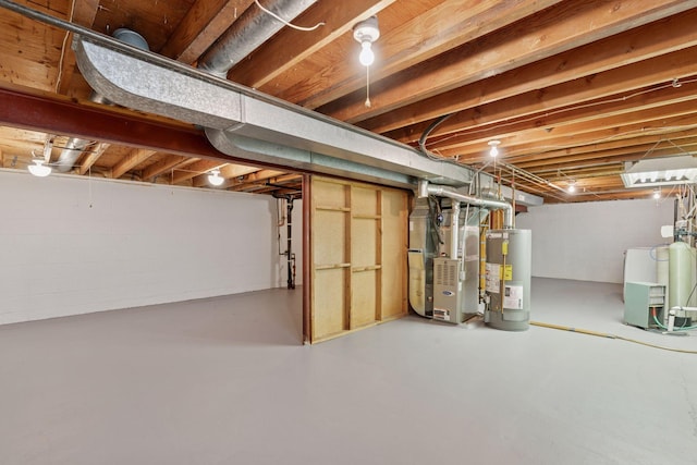 3697 75th St E, Inver Grove Heights, MN 55076 - unfinished below grade area featuring gas water heater, heating unit, and a water softener