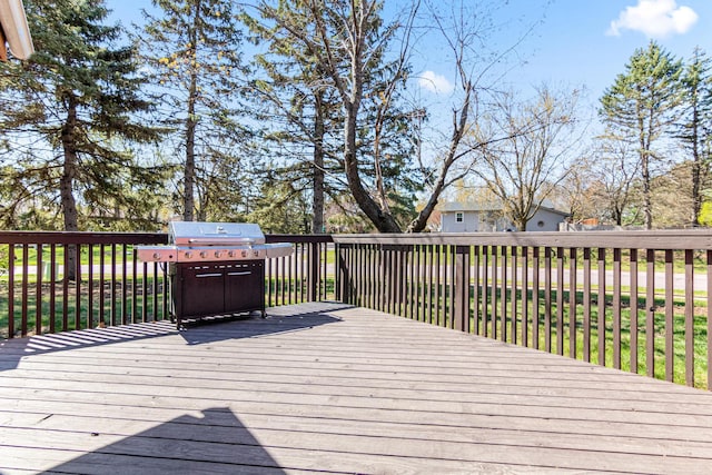 deck with a grill