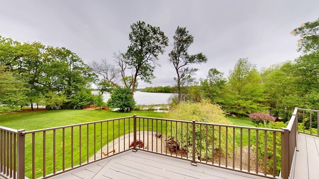2704 Campus Ln, Albert Lea, MN 56007 - deck featuring a water view and a lawn