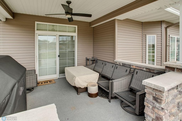 view of patio / terrace featuring a ceiling fan