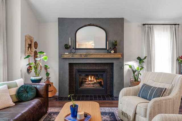 95 Olympic Cir, Chanhassen, MN 55317 - living room with wood finished floors and a tile fireplace
