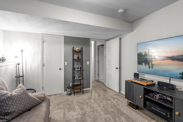 95 Olympic Cir, Chanhassen, MN 55317 - living area with carpet floors, a textured ceiling, and baseboards