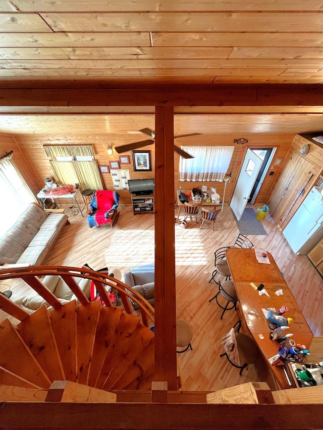 17353 Pine Dr NW, Angle Inlet, MN 56711 - living area featuring hardwood / wood-style floors, wood ceiling, and wood walls