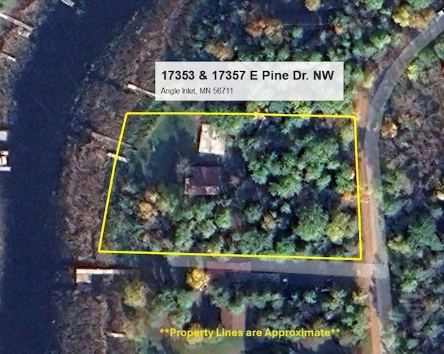 17353 Pine Dr NW, Angle Inlet, MN 56711 - map / location featuring property parcel outlined