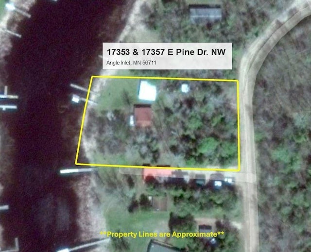 17353 Pine Dr NW, Angle Inlet, MN 56711 - map of property location with property parcel outlined