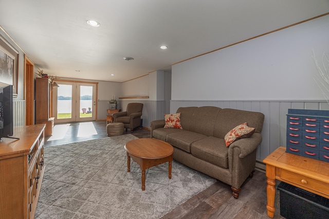 4224 Thunder Lake Lodge Dr NE, Remer, MN 56672 - living room with wood finished floors, a wainscoted wall, and recessed lighting