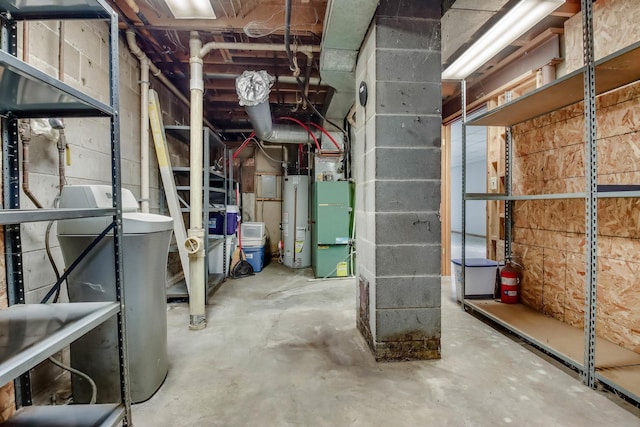 unfinished below grade area with gas water heater