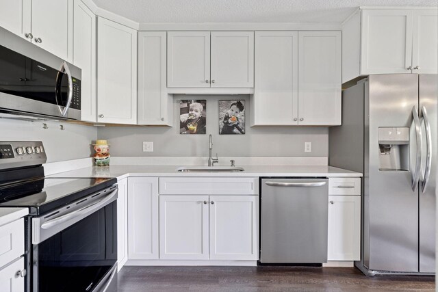 kitchen featuring appliances with stainless steel finishes, a sink, and light countertops
