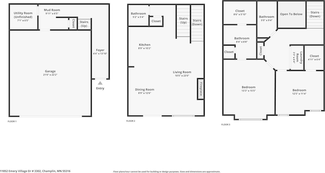 11852 Emery Village Dr N Unit 3302, Champlin, MN 55316 - room layout