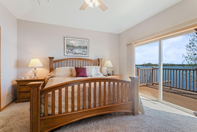 46463 Cambridge Dr, Stanchfield, MN 55080 - bedroom featuring access to outside, carpet flooring, a ceiling fan, and baseboards