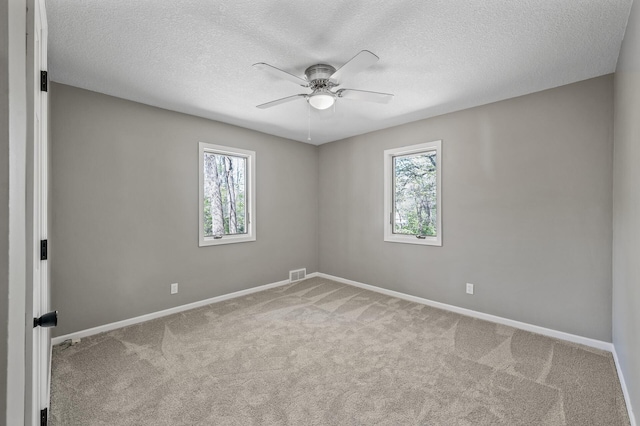 25985 Smithtown Rd, Shorewood, MN 55331 - carpeted spare room featuring ceiling fan, healthy amount of natural light, baseboards, and a textured ceiling