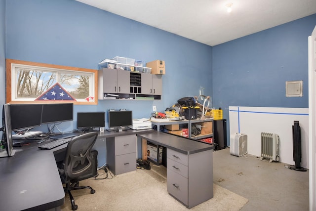 home office with radiator