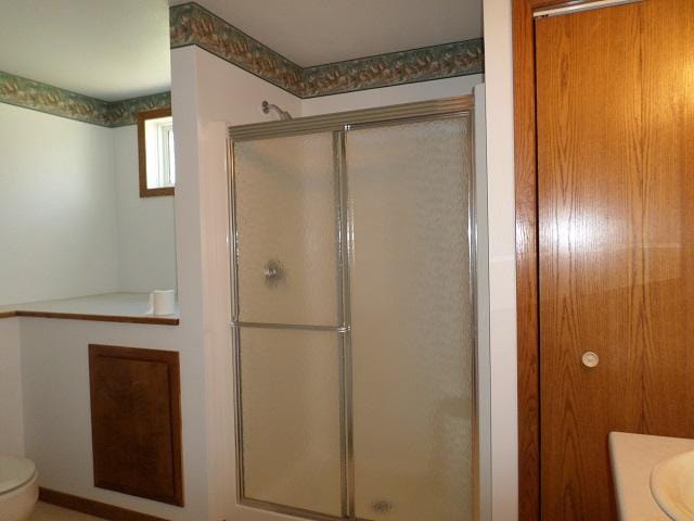 202 Buse Ave NE, Red Lake Falls, MN 56750 - full bath featuring a stall shower and toilet