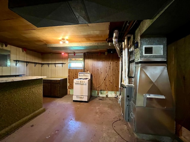 below grade area with wood walls