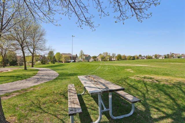 view of property's community with a yard