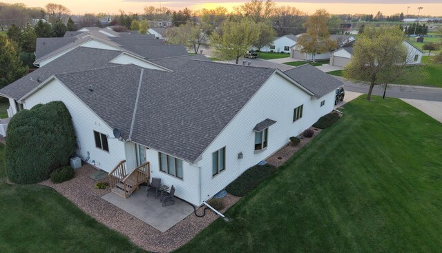 aerial view at dusk of a residential view
