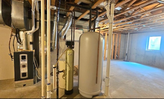 basement with water heater