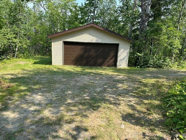 view of detached garage