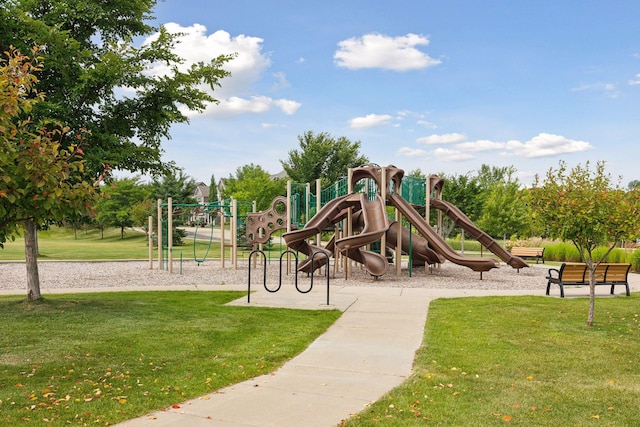 community playground with a yard
