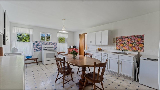 dining area with light floors