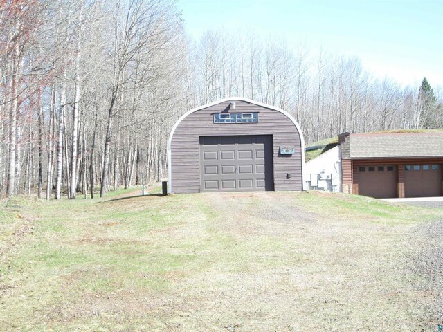 view of detached garage