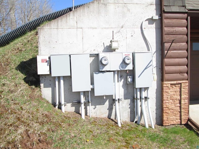 exterior details featuring electric meter