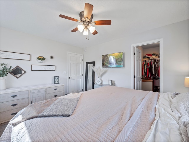 10823 Big Chip Rd NW, Brandon Twp, MN 56315 - bedroom with a walk in closet and a ceiling fan