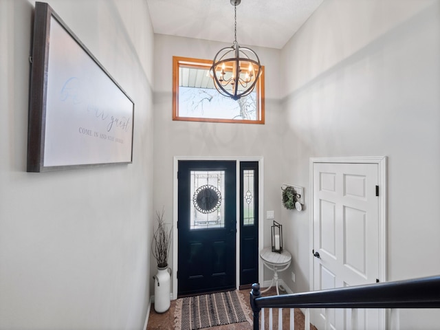 10823 Big Chip Rd NW, Brandon Twp, MN 56315 - foyer entrance with a chandelier and a towering ceiling