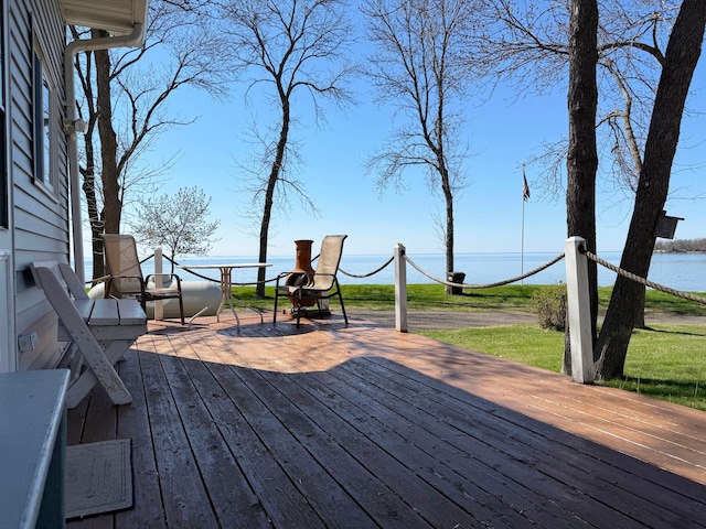 5301 Oak St, Isle, MN 56342 - wooden terrace featuring a water view