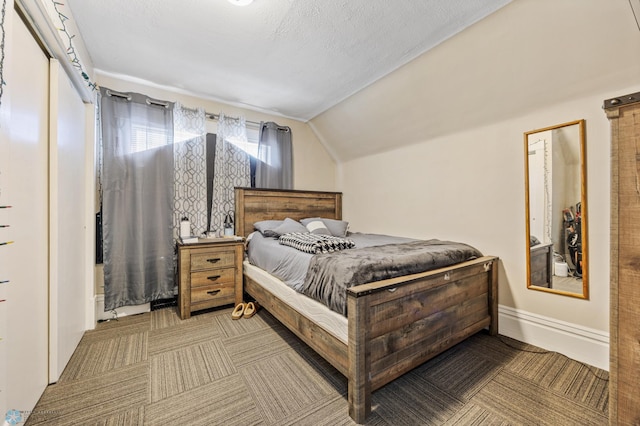 bedroom featuring vaulted ceiling