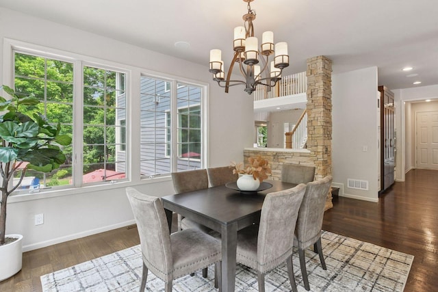 8622 French Curv, Eden Prairie, MN 55347 - dining area featuring baseboards, a chandelier, healthy amount of natural light, and recessed lighting