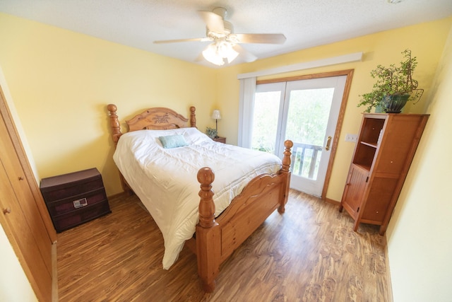 1320 18th St SE, Owatonna, MN 55060 - bedroom featuring light wood-style flooring, access to exterior, and a ceiling fan