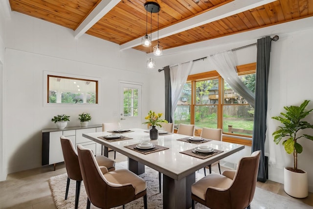 1775 Morgan Ave, Saint Paul, MN 55116 - dining area with wood ceiling with exposed beams and finished concrete floors