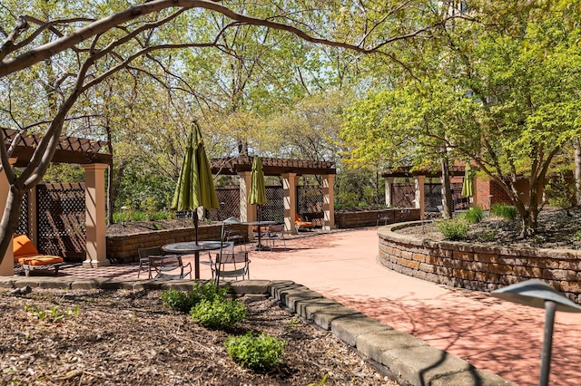 view of community featuring a patio