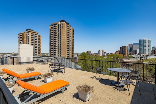 view of patio with a city view