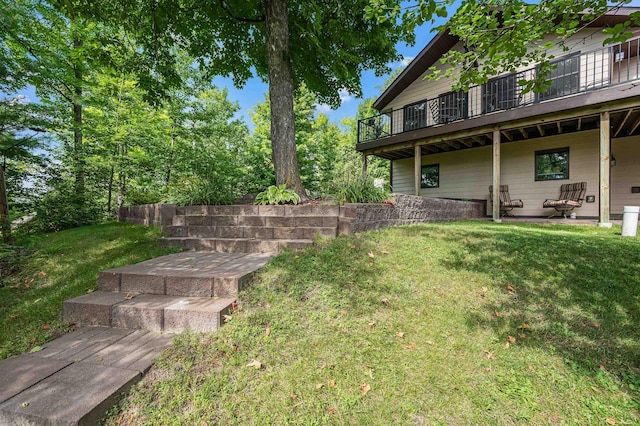 view of yard featuring a deck