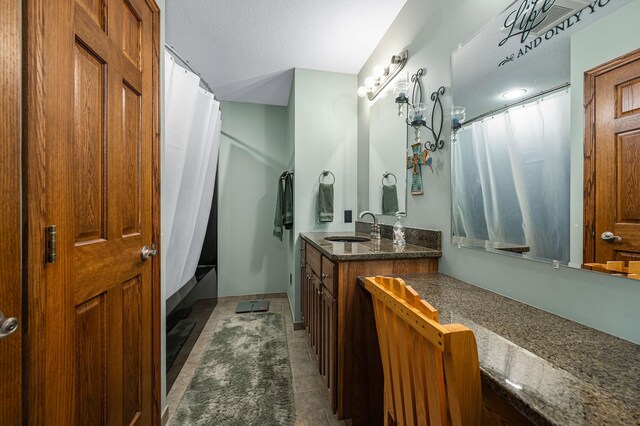 33627 Deer Lake Ln, Grand Rapids, MN 55744 - full bathroom with vanity, shower / bath combination with curtain, and tile patterned flooring