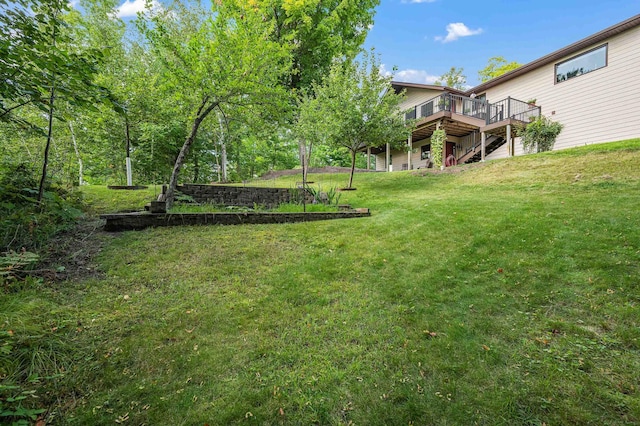 33627 Deer Lake Ln, Grand Rapids, MN 55744 - view of grassy yard featuring a deck
