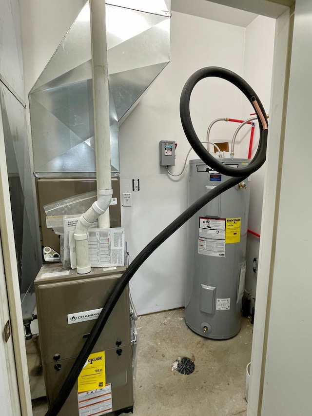 utilities featuring water heater and heating unit