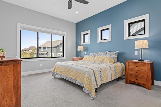 4152 Hummingbird Ct N, Lake Elmo, MN 55042 - bedroom featuring carpet, baseboards, a ceiling fan, and recessed lighting