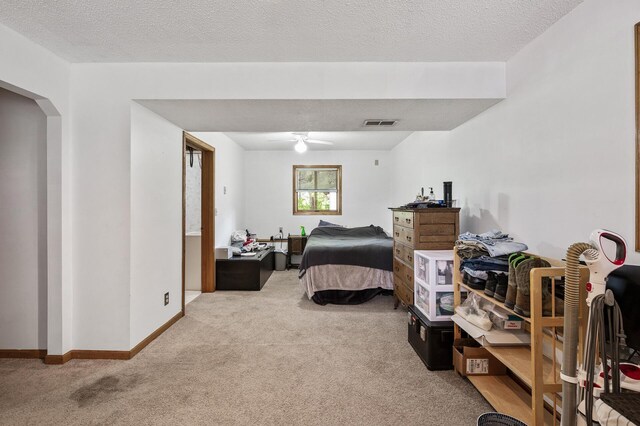 14250 Upper 54th St N, Oak Park Heights, MN 55082 - bedroom featuring carpet, baseboards, arched walkways, and a ceiling fan