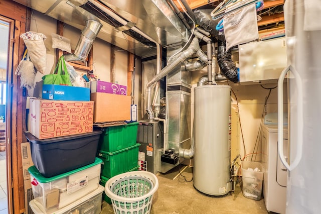 interior space featuring washer and dryer and water heater
