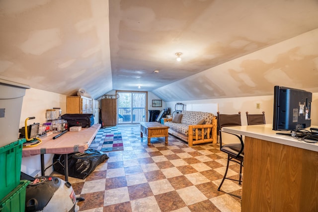 bedroom with vaulted ceiling